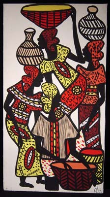African Market scene painting, 1970s